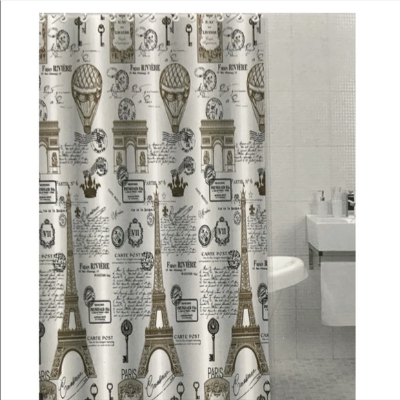 Paris Eiffel Tower Shower Hooks Arc de Triomphe French Resin White Gold 12 PC - Picture 11 of 16